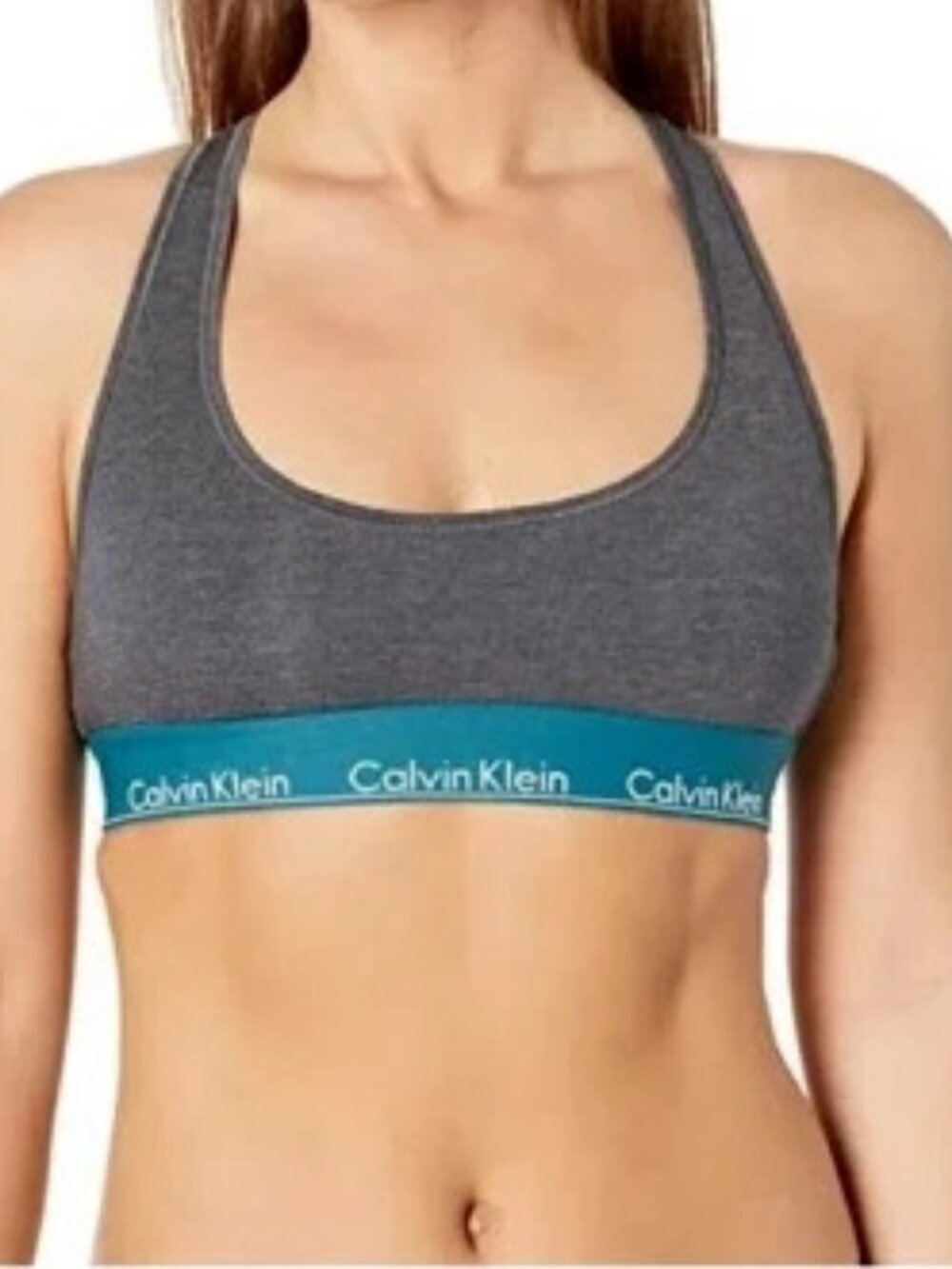 Calvin Klein Women's Modern Cotton Blend Bralette, Charcoal Heather Gray, XS